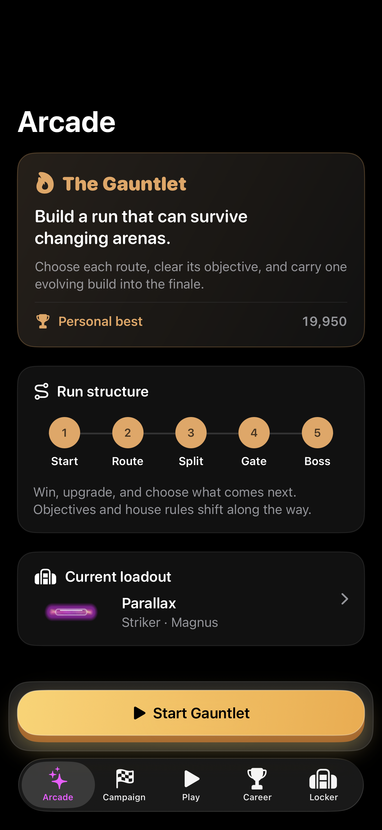 ARCADE GAUNTLET screen